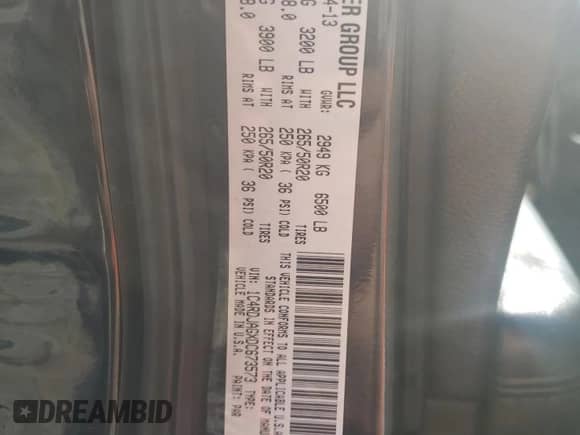 2013 Dodge Durango SXT with VIN 1C4RDJAGXDC673573, listed as a Copart auction lot 80840605 with 170,966 mi miles and Salvage title. Bid and sale history available at DreamBid. Image 13.