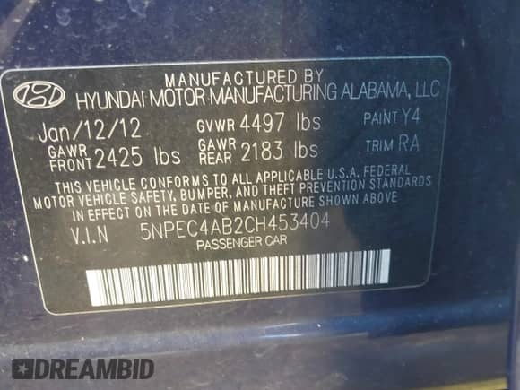 2012 Hyundai Sonata Limited с VIN 5NPEC4AB2CH453404, выставлен на аукционе IAAI как лот 43493604 с пробегом 119 183 миль миль и . История ставок и продаж доступна на DreamBid. Изображение 9.