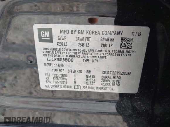 2020 Chevrolet Trax LS с VIN KL7CJKSB7LB058388, выставлен на аукционе IAAI как лот 43233566 с пробегом 32 312 миль миль и . История ставок и продаж доступна на DreamBid. Изображение 9.
