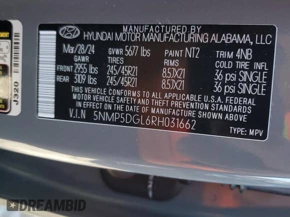 2024 Hyundai Santa Fe Calligraphy с VIN 5NMP5DGL6RH031662, выставлен на аукционе Copart как лот 80056084 с пробегом 5 136 миль миль и Списание • Salvage title. История ставок и продаж доступна на DreamBid. Изображение 14.