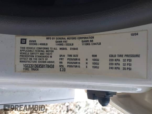 2005 Chevrolet Colorado 1SB LS Z85 z VIN 1GCCS136X58178438, wystawiony jako IAAI lot #41978641 z przebiegiem 176 010 mil mil oraz . Historia ofert i sprzedaży dostępna na DreamBid. Obrazek 9.