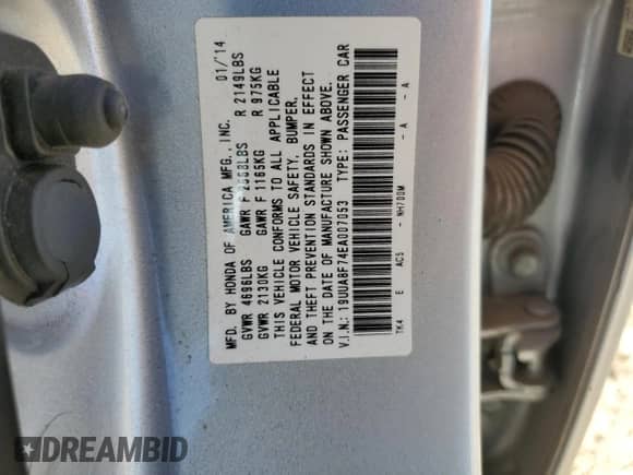 2014 Acura TL Advance с VIN 19UUA8F74EA007053, выставлен на аукционе Copart как лот 52009595 с пробегом 70 047 миль миль и Списание • Salvage title. История ставок и продаж доступна на DreamBid. Изображение 12.