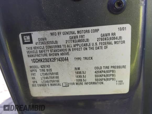 2002 Chevrolet Silverado 2500HD LS с VIN 1GCHK23UX2F143044, выставлен на аукционе IAAI как лот 43284319 с пробегом 188 232 миль миль и . История ставок и продаж доступна на DreamBid. Изображение 9.