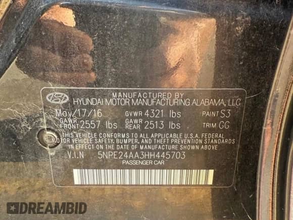 2017 Hyundai Sonata Eco z VIN 5NPE24AA3HH445703, wystawiony jako Copart lot #64787965 z przebiegiem 163 186 mil mil oraz Czysty tytuł • Clean title. Historia ofert i sprzedaży dostępna na DreamBid. Obrazek 10.