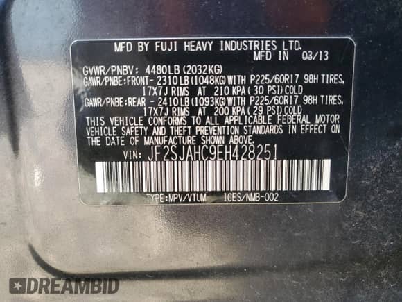 2014 Subaru Forester Limited z VIN JF2SJAHC9EH428251, wystawiony jako Copart lot #81582205 z przebiegiem 134 294 mil mil oraz Szkoda całkowita • Salvage title. Historia ofert i sprzedaży dostępna na DreamBid. Obrazek 13.