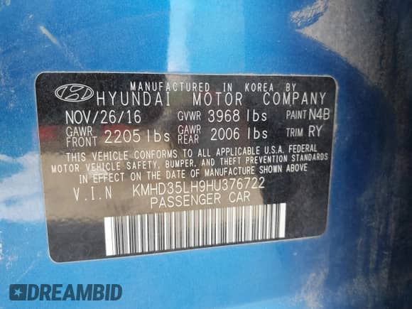 2017 Hyundai Elantra с VIN KMHD35LH9HU376722, выставлен на аукционе IAAI как лот 42447695 с пробегом 138 514 миль миль и . История ставок и продаж доступна на DreamBid. Изображение 9.