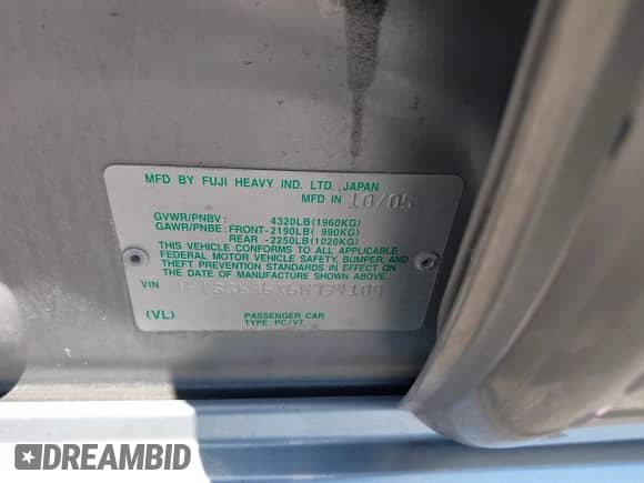 2006 Subaru Forester XT Limited с VIN JF1SG696X6H734109, выставлен на аукционе IAAI как лот 42679923 с пробегом 132 384 миль миль и . История ставок и продаж доступна на DreamBid. Изображение 9.