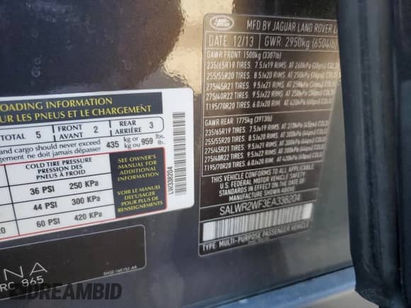 2014 Land Rover Range Rover Sport HSE z VIN SALWR2WF3EA338204, wystawiony jako Copart lot #70593125 z przebiegiem 124 835 mil mil oraz Szkoda całkowita • Salvage title. Historia ofert i sprzedaży dostępna na DreamBid. Obrazek 13.