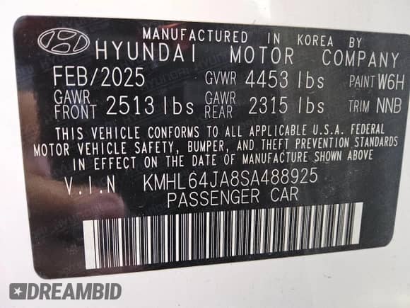 2025 Hyundai Sonata SEL z VIN KMHL64JA8SA488925, wystawiony jako Copart lot #89480995 z przebiegiem 12 305 mil mil oraz Czysty tytuł • Clean title. Historia ofert i sprzedaży dostępna na DreamBid. Obrazek 12.