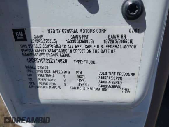 2002 Chevrolet Silverado 1500 LS with VIN 1GCEC19T22Z114628, listed as a IAAI auction lot 42391345 with 175,385 mi miles and . Bid and sale history available at DreamBid. Image 9.