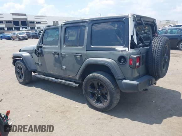 2021 Jeep Wrangler Unlimited 80th Anniversary with VIN 1C4HJXDG2MW700489, listed as a IAAI auction lot 43018398 with 43,611 mi miles and . Bid and sale history available at DreamBid. Image 3.