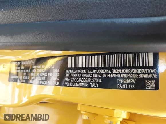 2018 Jeep Renegade Latitude with VIN ZACCJABB2JPJ27064, listed as a IAAI auction lot 42952232 with 44,706 mi miles and . Bid and sale history available at DreamBid. Image 9.