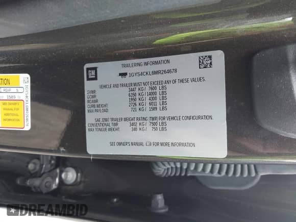 2021 Cadillac Escalade Premium Luxury with VIN 1GYS4CKL6MR264678, listed as a IAAI auction lot 42470069 with 26,611 mi miles and . Bid and sale history available at DreamBid. Image 9.