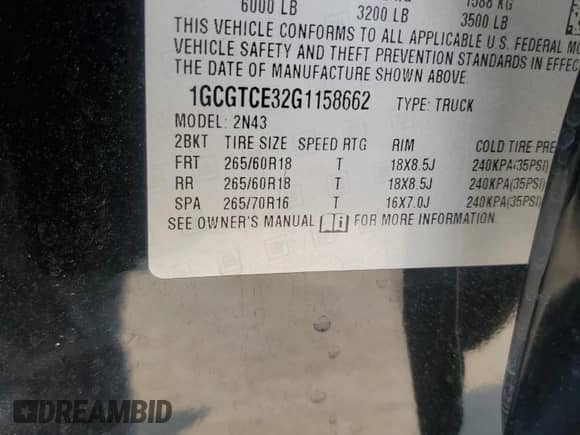 2016 Chevrolet Colorado 4WD LT с VIN 1GCGTCE32G1158662, выставлен на аукционе Copart как лот 59317745 с пробегом 166 761 миль миль и Списание • Salvage title. История ставок и продаж доступна на DreamBid. Изображение 12.