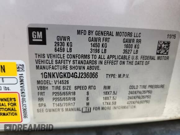 2016 Chevrolet Traverse LT с VIN 1GNKVGKD4GJ236066, выставлен на аукционе Copart как лот 70018785 с пробегом 139 671 миль миль и Списание • Salvage title. История ставок и продаж доступна на DreamBid. Изображение 14.