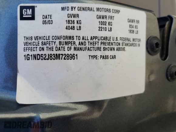 2003 Chevrolet Malibu с VIN 1G1ND52J83M728961, выставлен на аукционе Copart как лот 75963414 с пробегом 62 116 миль миль и Чистый • Clean title. История ставок и продаж доступна на DreamBid. Изображение 12.