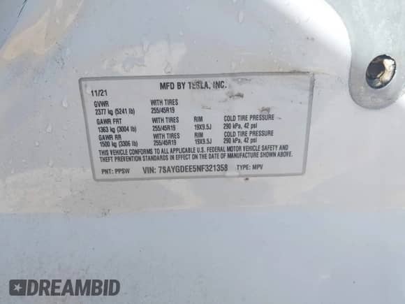 2022 Tesla Model Y Long Range z VIN 7SAYGDEE5NF321358, wystawiony jako IAAI lot #43439727 z przebiegiem 24 003 mil mil oraz . Historia ofert i sprzedaży dostępna na DreamBid. Obrazek 9.