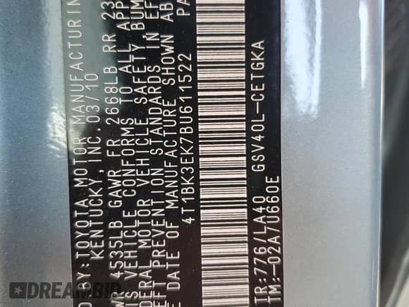 2011 Toyota Camry LE с VIN 4T1BK3EK7BU611522, выставлен на аукционе Copart как лот 81879355 с пробегом 126 874 миль миль и Чистый • Clean title. История ставок и продаж доступна на DreamBid. Изображение 12.