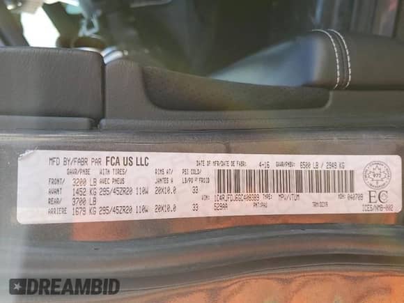 2016 Jeep Grand Cherokee SRT с VIN 1C4RJFDJ6GC408389, выставлен на аукционе Copart как лот 72076965 с пробегом 141 052 миль миль и Чистый • Clean title. История ставок и продаж доступна на DreamBid. Изображение 13.