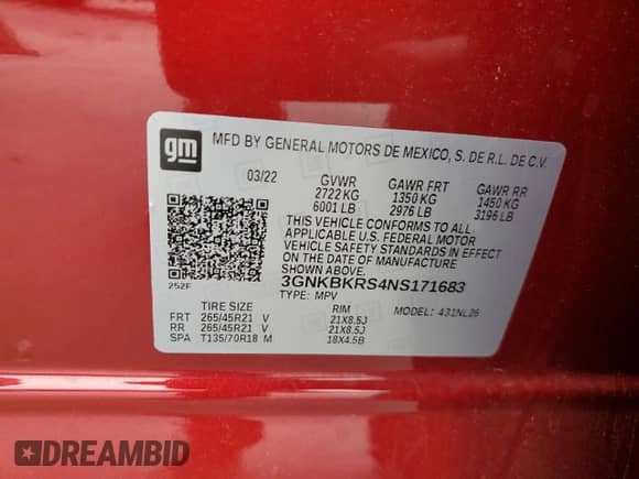 2022 Chevrolet Blazer RS с VIN 3GNKBKRS4NS171683, выставлен на аукционе Copart как лот 66342765 с пробегом 18 211 миль миль и Списание • Salvage title. История ставок и продаж доступна на DreamBid. Изображение 13.