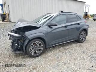 2022 Hyundai Kona N Line with VIN KM8K33A32NU887462, listed as a Copart auction lot 58617665 with 120,908 mi miles and Salvage title. Bid and sale history available at DreamBid. Image 1.