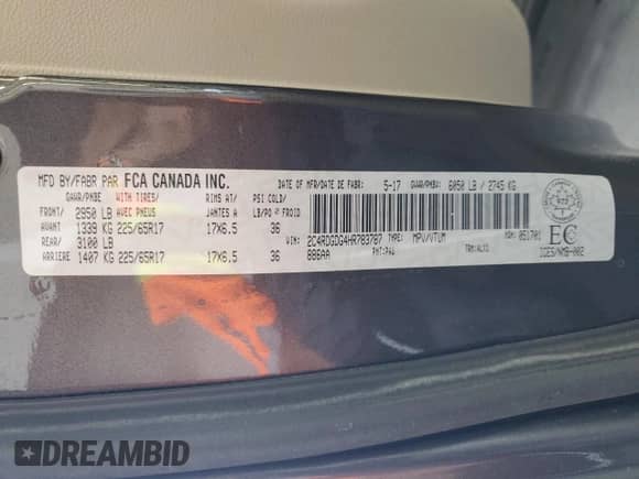 2017 Dodge Grand Caravan Crew Plus с VIN 2C4RDGDG4HR783787, выставлен на аукционе Copart как лот 64561255 с пробегом 157 681 миль миль и Чистый • Clean title. История ставок и продаж доступна на DreamBid. Изображение 13.