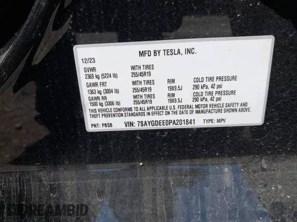 2023 Tesla Model Y Long Range z VIN 7SAYGDEE0PA201841, wystawiony jako IAAI lot #43158634 z przebiegiem 10 356 mil mil oraz . Historia ofert i sprzedaży dostępna na DreamBid. Obrazek 9.
