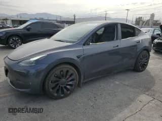 2021 Tesla Model Y Performance with VIN 5YJYGDEF1MF157658, listed as a Copart auction lot 70193785 with 36,541 mi miles and Salvage title. Bid and sale history available at DreamBid. Image 1.