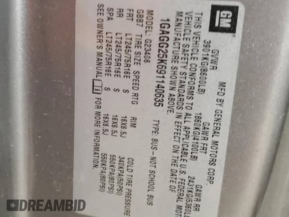 2009 Chevrolet Express Passenger с VIN 1GAGG25K691140635, выставлен на аукционе Copart как лот 88503195 с пробегом 144 026 миль миль и Списание • Salvage title. История ставок и продаж доступна на DreamBid. Изображение 13.