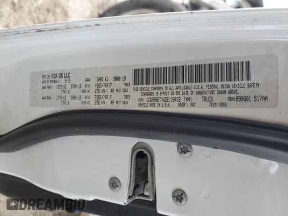 2016 Ram 1500 Tradesman with VIN 1C6RR6FT4GS119452, listed as a Copart auction lot 45960305 with 137,007 mi miles and Salvage title. Bid and sale history available at DreamBid. Image 12.