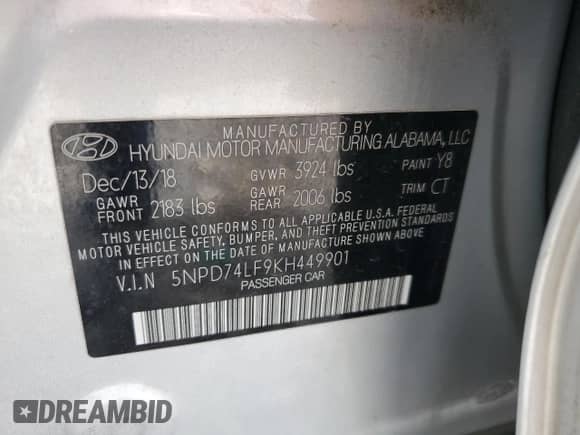 2019 Hyundai Elantra SE с VIN 5NPD74LF9KH449901, выставлен на аукционе Copart как лот 87083215 с пробегом 284 523 миль миль и Чистый • Clean title. История ставок и продаж доступна на DreamBid. Изображение 12.