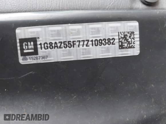 2007 Saturn ION ION 2 with VIN 1G8AZ55F77Z109382, listed as a IAAI auction lot 43152580 with 170,165 mi miles and . Bid and sale history available at DreamBid. Image 9.