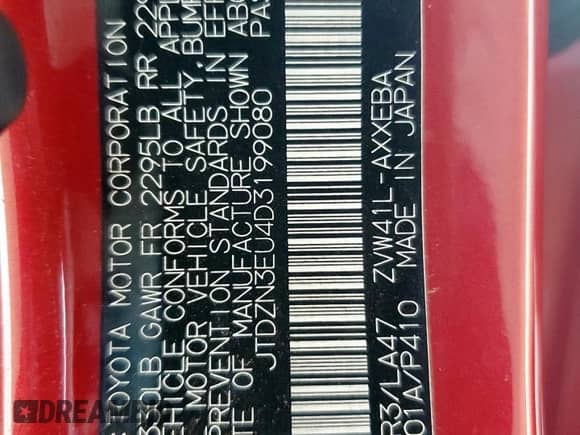 2013 Toyota Prius Two with VIN JTDZN3EU4D3199080, listed as a Copart auction lot 71437915 with 202,184 mi miles and Salvage title. Bid and sale history available at DreamBid. Image 13.