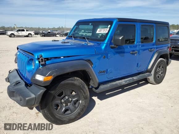 2022 Jeep Wrangler Unlimited Sport с VIN 1C4HJXDN8NW173946, выставлен на аукционе Copart как лот 48877615 с пробегом Не указан миль и Списание • Salvage title. История ставок и продаж доступна на DreamBid. Изображение 1.