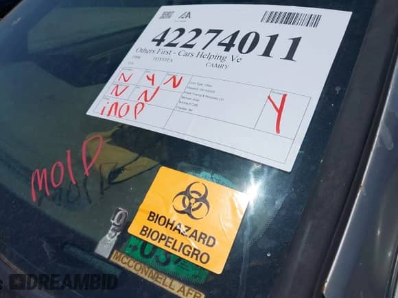 1997 Toyota Camry LE z VIN 4T1BG22K4VU063869, wystawiony jako IAAI lot #42274011 z przebiegiem Nie podano mil oraz . Historia ofert i sprzedaży dostępna na DreamBid. Obrazek 7.