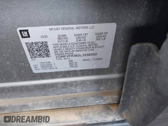 2020 Chevrolet Traverse LS с VIN 1GNEVFKW2LJ238353, выставлен на аукционе IAAI как лот 42151683 с пробегом 153 869 миль миль и . История ставок и продаж доступна на DreamBid. Изображение 9.