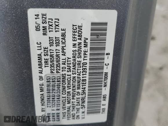 2014 Honda Odyssey EX с VIN 5FNRL5H41EB113970, выставлен на аукционе Copart как лот 64366655 с пробегом 101 507 миль миль и На запчасти • Non repairable. История ставок и продаж доступна на DreamBid. Изображение 13.