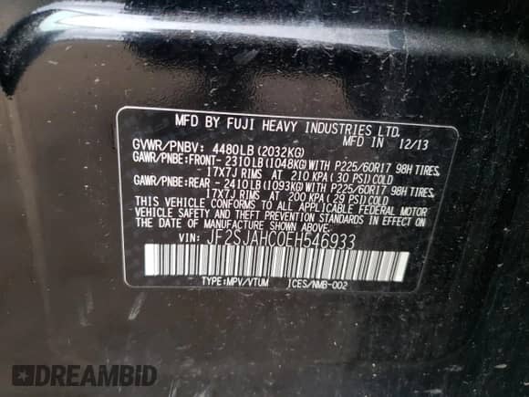 2014 Subaru Forester Limited z VIN JF2SJAHC0EH546933, wystawiony jako Copart lot #86251495 z przebiegiem 156 266 mil mil oraz Czysty tytuł • Clean title. Historia ofert i sprzedaży dostępna na DreamBid. Obrazek 13.