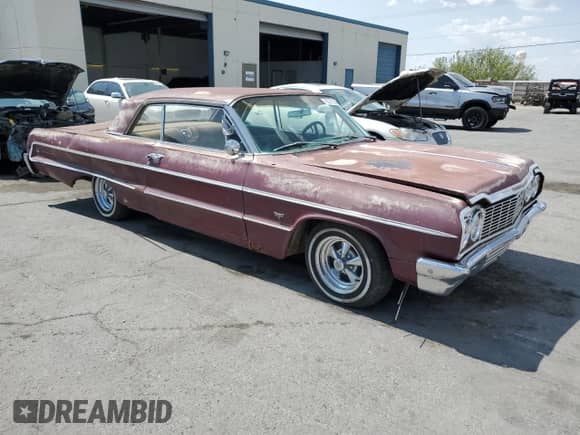 1964 Chevrolet Impala с VIN 41847J307776, выставлен на аукционе Copart как лот 63315644 с пробегом 482 454 миль миль и Списание • Salvage title. История ставок и продаж доступна на DreamBid. Изображение 4.