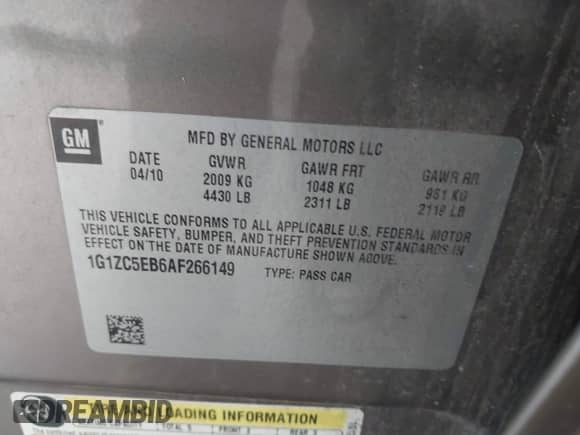 2010 Chevrolet Malibu 1LT с VIN 1G1ZC5EB6AF266149, выставлен на аукционе IAAI как лот 43147243 с пробегом 155 571 миль миль и . История ставок и продаж доступна на DreamBid. Изображение 9.