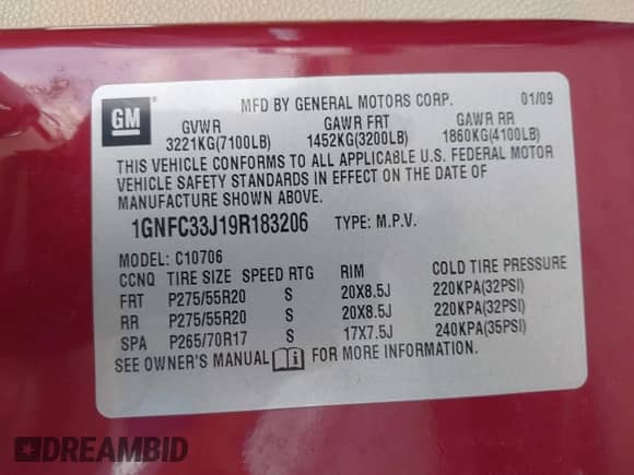 2009 Chevrolet Tahoe LTZ с VIN 1GNFC33J19R183206, выставлен на аукционе IAAI как лот 42445222 с пробегом 353 766 миль миль и . История ставок и продаж доступна на DreamBid. Изображение 9.
