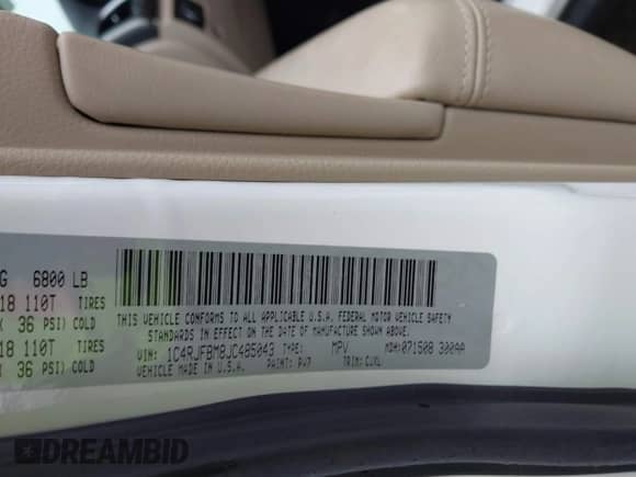 2018 Jeep Grand Cherokee Limited with VIN 1C4RJFBM8JC485043, listed as a IAAI auction lot 41611541 with 61,960 mi miles and . Bid and sale history available at DreamBid. Image 9.
