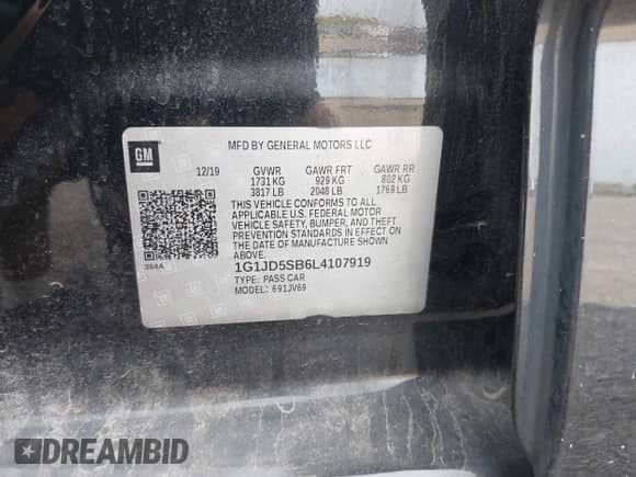 2020 Chevrolet Sonic LT с VIN 1G1JD5SB6L4107919, выставлен на аукционе IAAI как лот 43327659 с пробегом 20 505 миль миль и . История ставок и продаж доступна на DreamBid. Изображение 9.