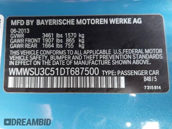 2013 MINI Hardtop с VIN WMWSU3C51DT687500, выставлен на аукционе IAAI как лот 42508583 с пробегом 120 627 миль миль и . История ставок и продаж доступна на DreamBid. Изображение 9.