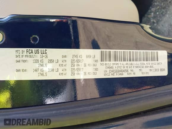 2017 Dodge Grand Caravan SE with VIN 2C4RDGBG8HR640506, listed as a IAAI auction lot 42980781 with 218,018 mi miles and . Bid and sale history available at DreamBid. Image 9.