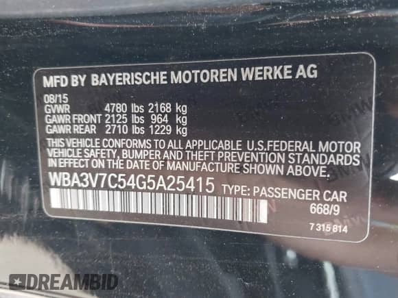 2016 BMW 4 Series 428i с VIN WBA3V7C54G5A25415, выставлен на аукционе IAAI как лот 42550860 с пробегом 150 821 миль миль и . История ставок и продаж доступна на DreamBid. Изображение 9.