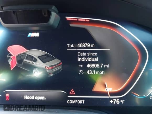 2022 BMW 7 Series 750i xDrive with VIN WBA7U2C01NCK81206, listed as a IAAI auction lot 43116168 with 46,879 mi miles and . Bid and sale history available at DreamBid. Image 16.