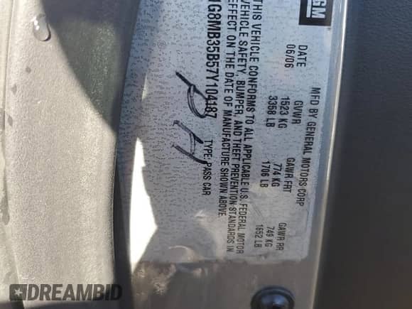 2007 Saturn Sky z VIN 1G8MB35B57Y104187, wystawiony jako Copart lot #71895084 z przebiegiem 68 815 mil mil oraz Szkoda całkowita • Salvage title. Historia ofert i sprzedaży dostępna na DreamBid. Obrazek 12.