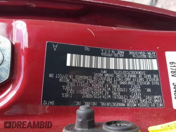 2012 Toyota Sienna z VIN 5TDKA3DC7CS013776, wystawiony jako IAAI lot #43059162 z przebiegiem 155 907 mil mil oraz . Historia ofert i sprzedaży dostępna na DreamBid. Obrazek 9.