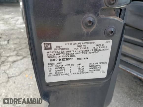2005 GMC Sierra 1500 Work Truck с VIN 1GTEC14X45Z329281, выставлен на аукционе Copart как лот 65615875 с пробегом 213 490 миль миль и Списание • Salvage title. История ставок и продаж доступна на DreamBid. Изображение 12.